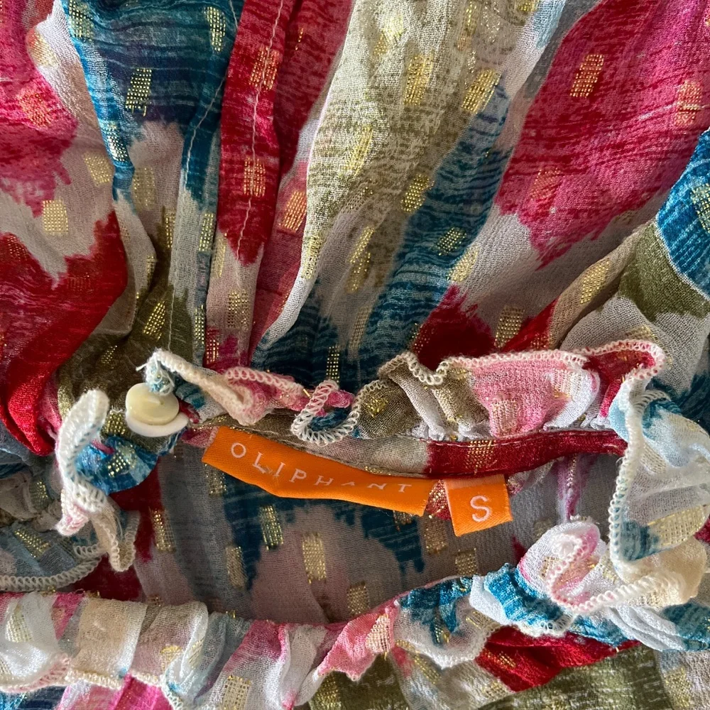 Oliphant multi color metallic boho blouse S-M
